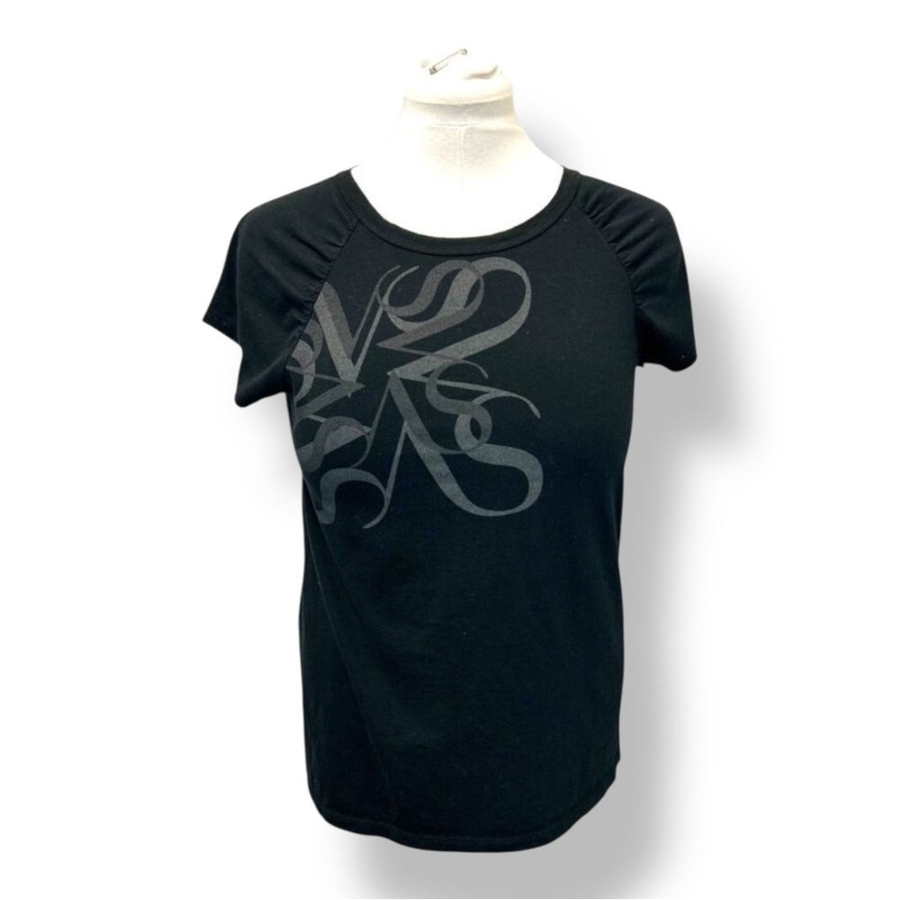 Simply Vera Vera Wang Women’s Graphic T-Shirt Supima Cotton Modal Black/Gray M